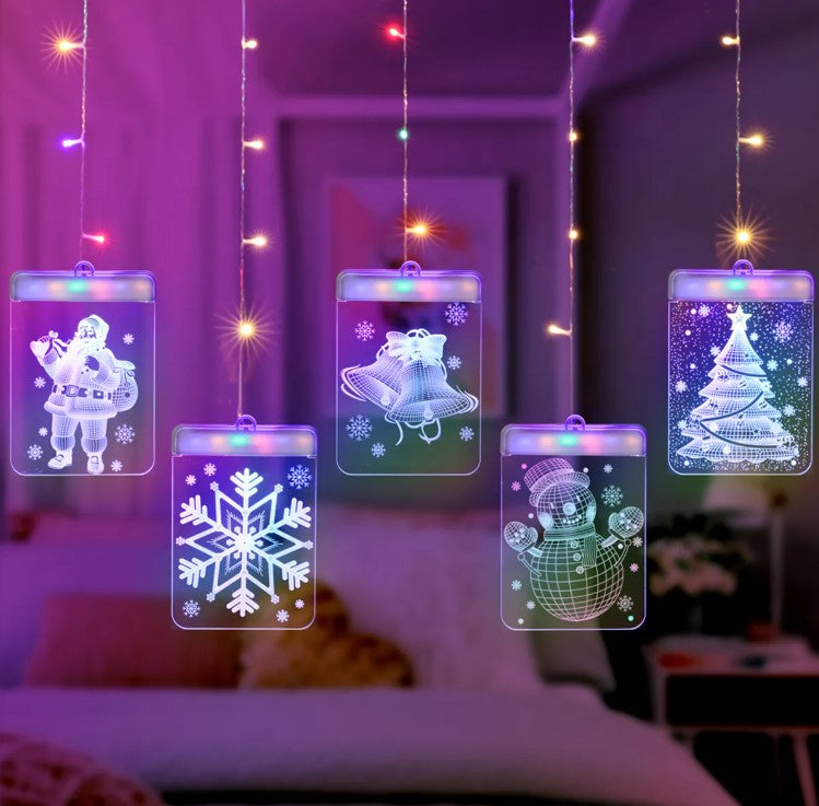 Cortina de Luces 3D Cuadradas para Navidad