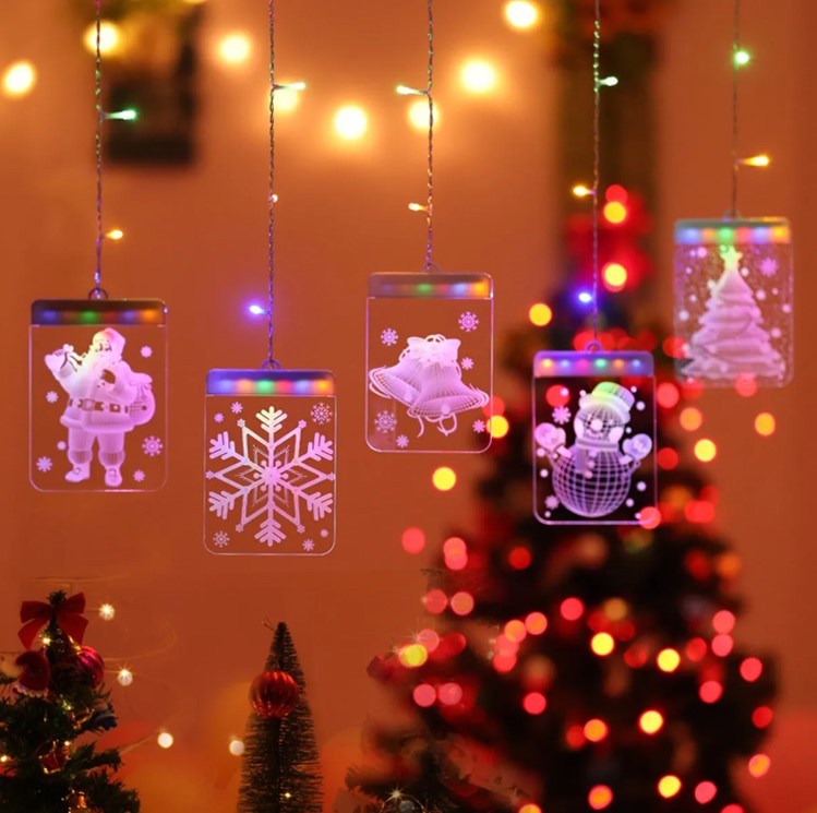 Cortina de Luces 3D Cuadradas para Navidad